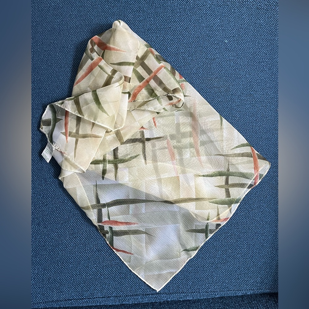 1950s vintage Scarf brown green Rust sheer